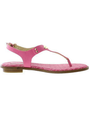 Michael Kors Plate Thong Cerise Sandal MK Signature Logo Pink Flat Thong 8 M NEW